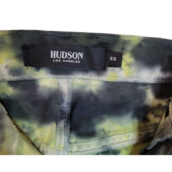 Tie-Dye Hudson Los Angeles Womens Flared Jeans Size 23 Black/Yellow/White Denim - Picture 2 of 4